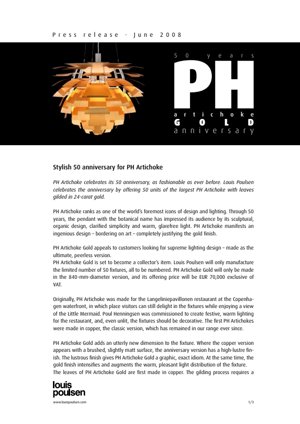 PH Artichoke Gold press release UK