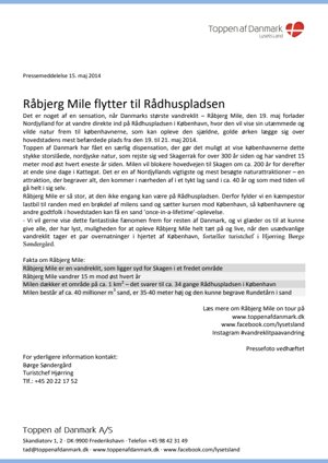 Presse Råbjerg Mile flytter til Rådhuspladsen