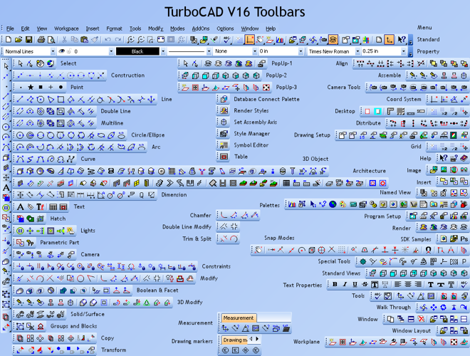 TurboCAD V16 Toolbars