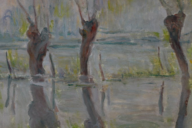 Claude Monet, Oversvømmelse ved Giverny, 1896, Ny Carlsberg Glyptotek, fotoafPernille Klemp, detalje 3. Claude Monet, Flood at Giverny, 1896, Ny Carlsberg Glyptotek, PhotobyPernille Klemp