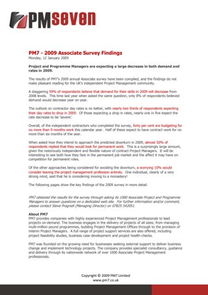 PM7 2009 Associate Survey Findings