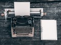 Press release writing on typewriter