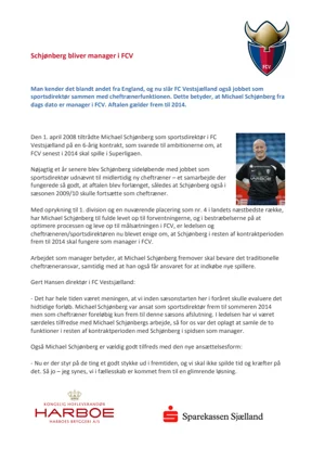 Schjønberg bliver manager i FCV