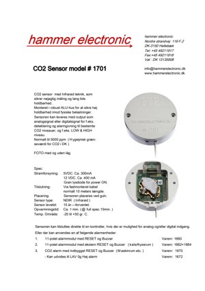 CO2 Sensor model # 1701