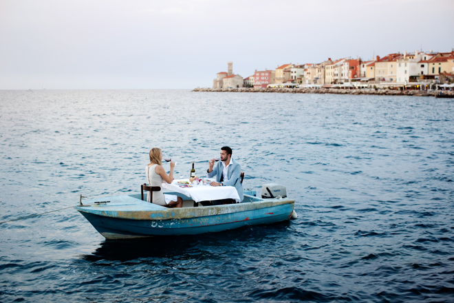 1. Piran Couple dining on a boat