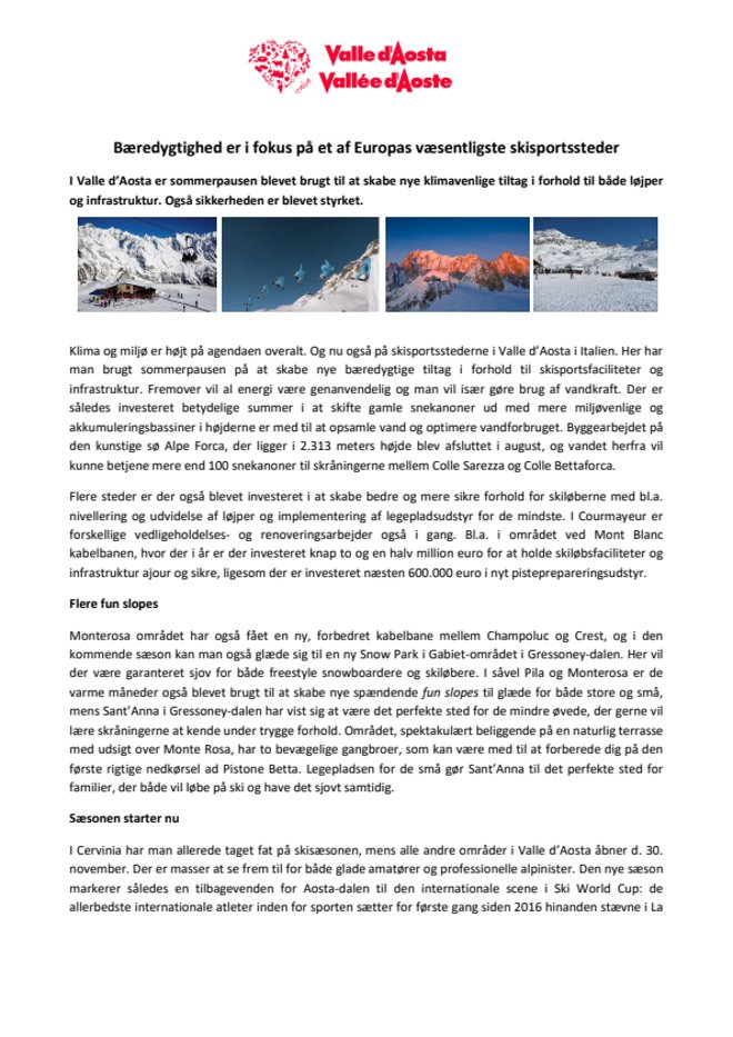 DK.Bæredygtighed er i fokus på et af Europas væsentligste skisportssteder