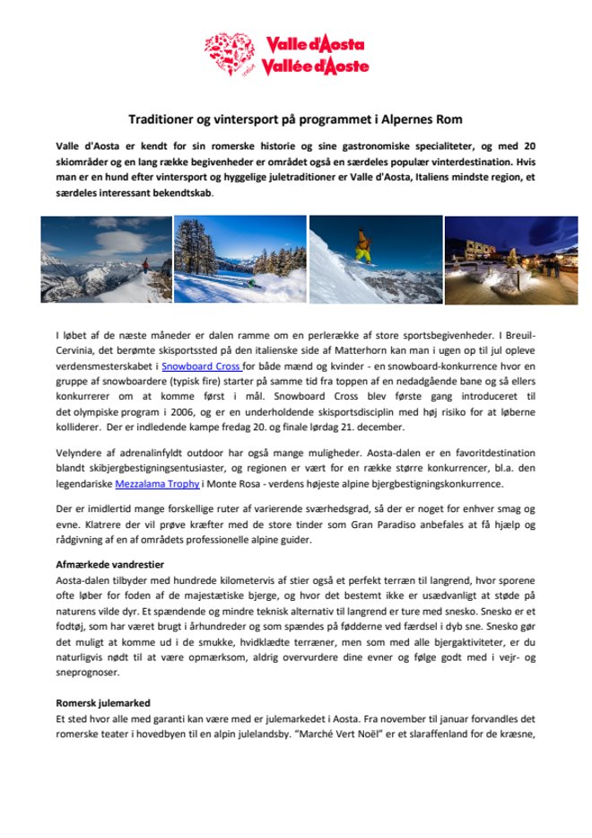 DK.Traditioner og vintersport på programmet i Alpernes Rom
