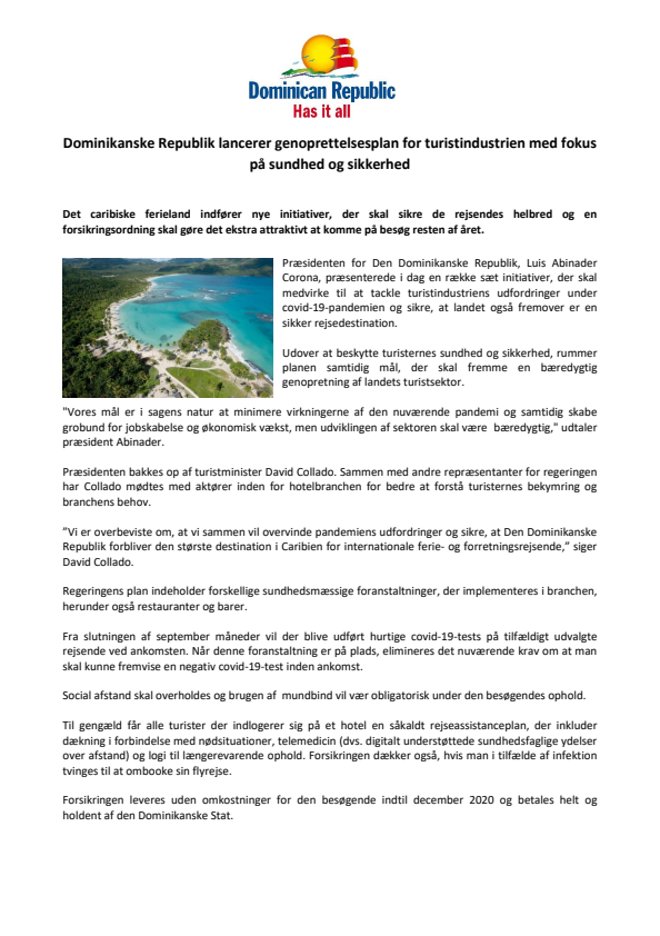 Dominikansk genoprettelsesplan for turistindustrien