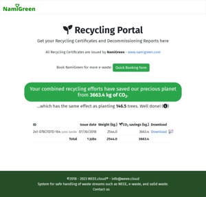 NamiGreen Recycling Portal