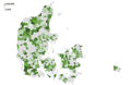 Landskort med grafik her stiger villasalget procentvis mest i Danmark